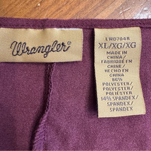 WRANGLER Fringed Suede Dress Cowgirl Country Wester Marron Burgundy Wine Sz XL - Picture 10 of 12